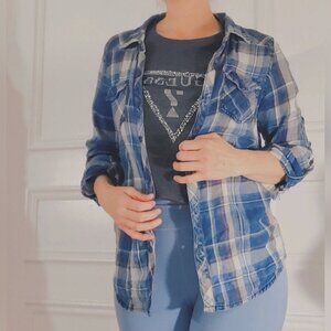 Ci Sono Plaid Collection Soft Cotton Plaid Button Down Shirt - M- Cottagecore